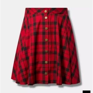 Torrid Red and Black Plaid Skater Skirt
